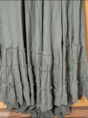 Boho Tiered Maxi Dress in Olive Green